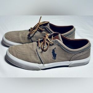 Polo Ralph Lauren Faxon Low Canvas Sneaker Men's 11D Brown VERY GOOD